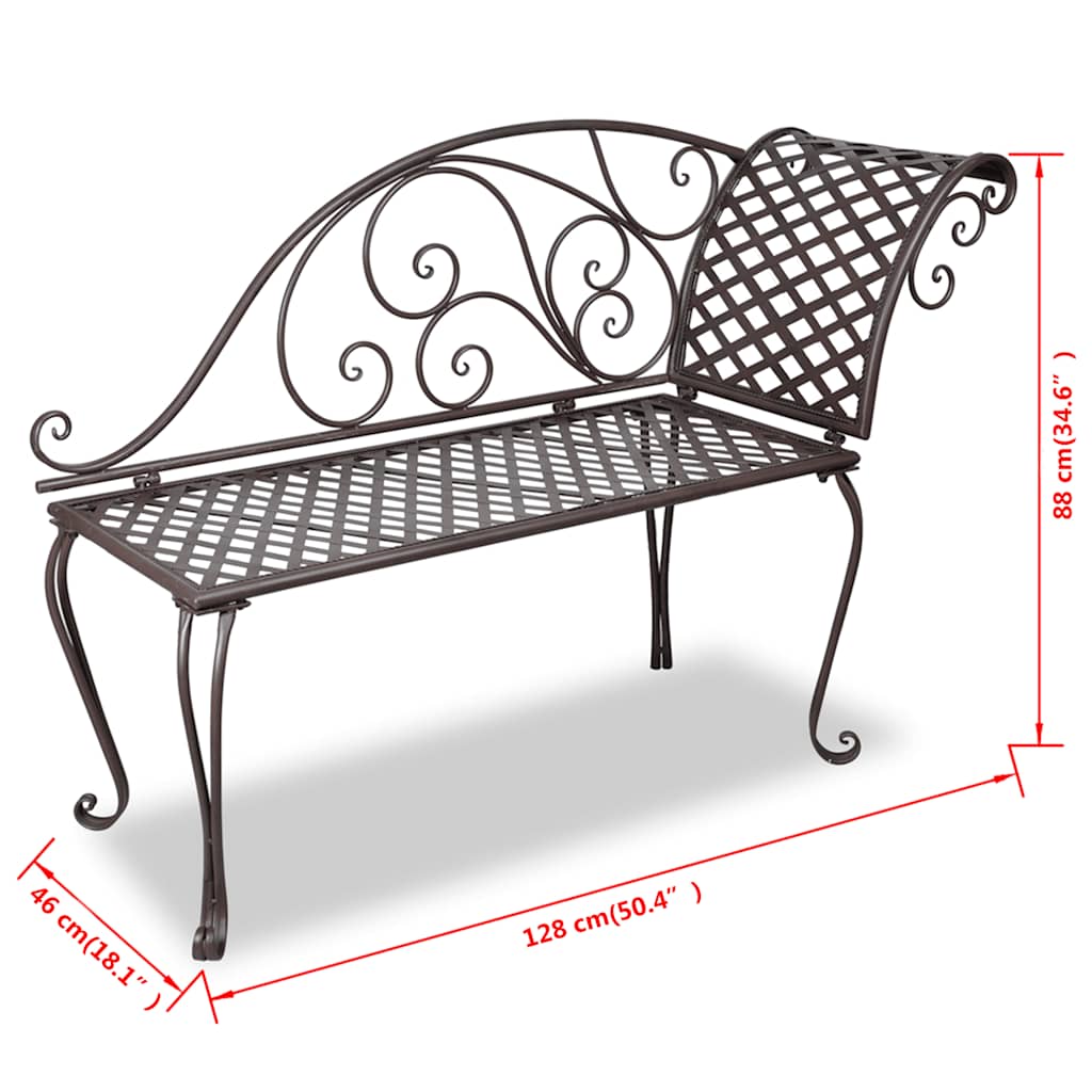 vidaXL Garden Chaise Lounge 128 cm Steel Antique Brown 5