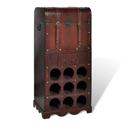 vidaXL Wooden Wine Rack for 9 Bottles with Storage 1