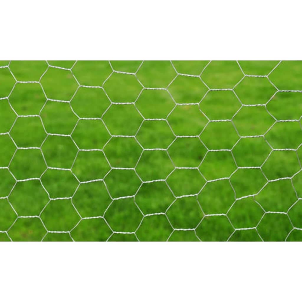 vidaXL Chicken Wire Fence Galvanised Steel 25x1 m Silver 3