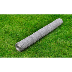 vidaXL Chicken Wire Fence Galvanised Steel 25x1 m Silver 1