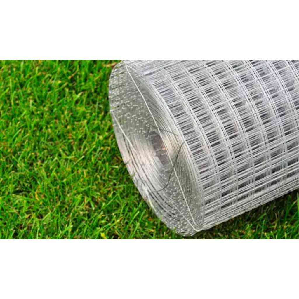 vidaXL Chicken Wire Fence Galvanised Steel 25x1 m Silver 4