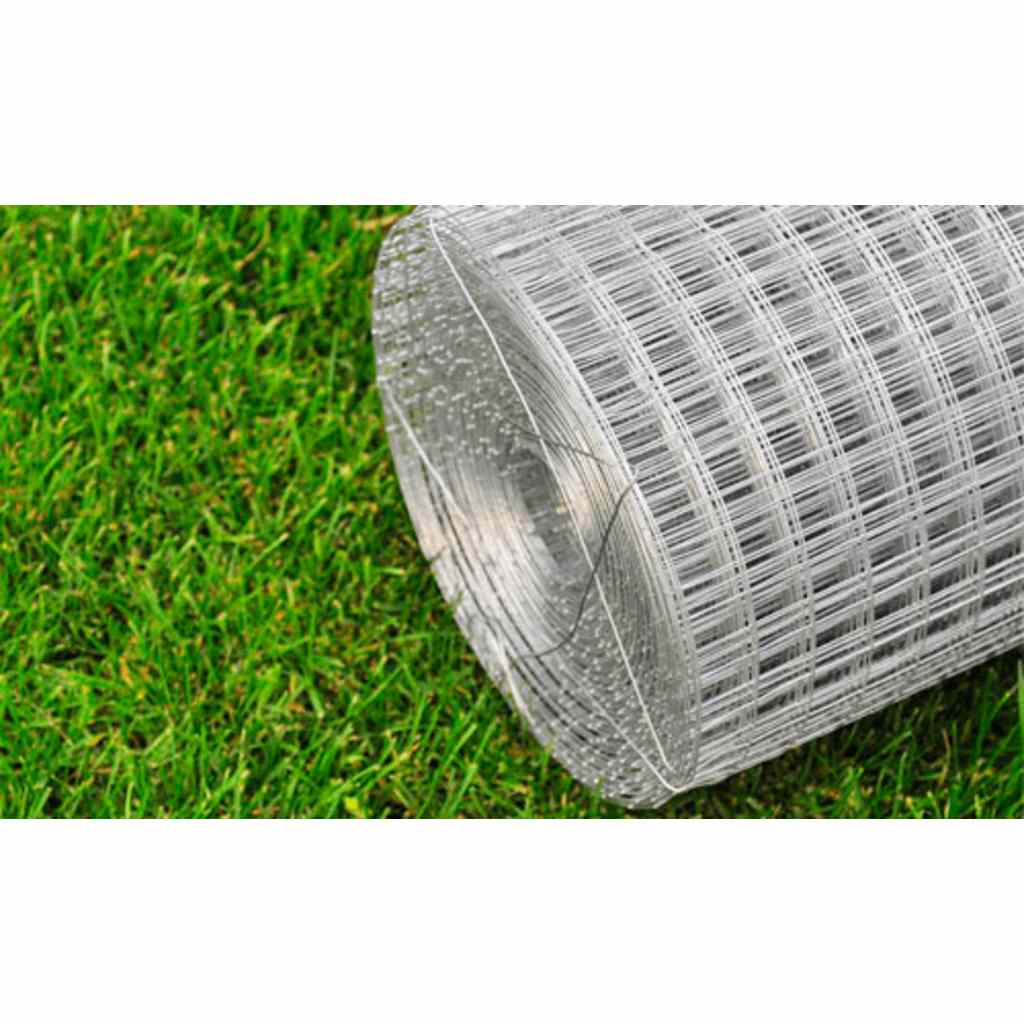 vidaXL Chicken Wire Fence Galvanised Steel 25x1 m Silver 4