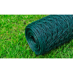 vidaXL Chicken Wire Fence with PVC Coating 25x1 m Green 4