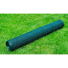 vidaXL Chicken Wire Fence with PVC Coating 25x1 m Green 1