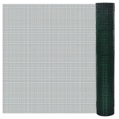 vidaXL Chicken Wire Fence Galvanised with PVC Coating 25x1 m Green 1