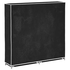 vidaXL Fabric Shoe Cabinet with Cover 115 x 28 x 110 cm Black 6