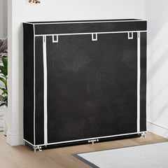 vidaXL Fabric Shoe Cabinet with Cover 115 x 28 x 110 cm Black 1