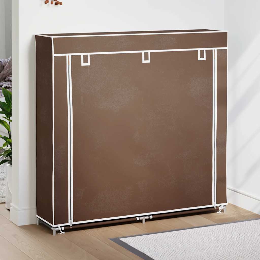 vidaXL Fabric Shoe Cabinet with Cover 115 x 28 x 110 cm Brown 1