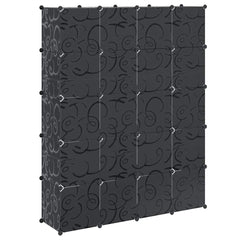 Modular Cabinet with 37 x 146 x 180,5 cm Black and white 14 compartments