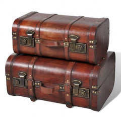 vidaXL Wooden Treasure Chest 2 pcs Vintage Brown 1