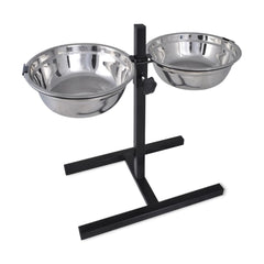 vidaXL Adjustable Double Diner Pet Dog Feeding Stand & 2 x 4.1L Stainless Steel Bowls 1