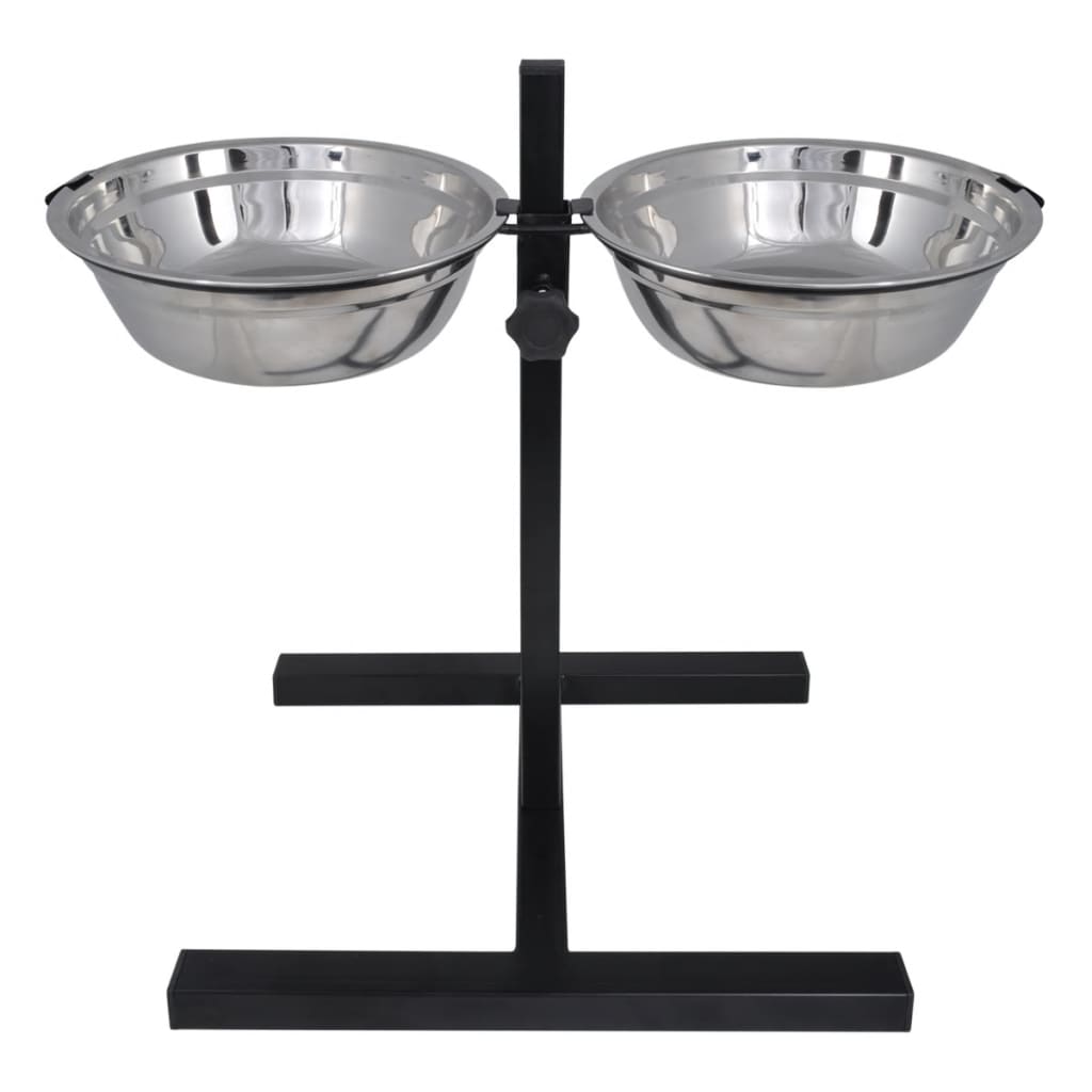 vidaXL Adjustable Double Diner Pet Dog Feeding Stand & 2 x 4.1L Stainless Steel Bowls 3