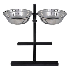 vidaXL Adjustable Double Diner Pet Dog Feeding Stand & 2 x 4.1L Stainless Steel Bowls 3
