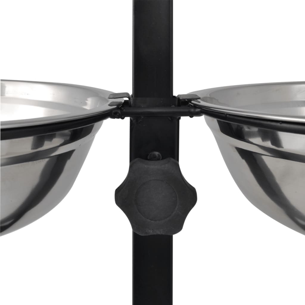 vidaXL Adjustable Double Diner Pet Dog Feeding Stand & 2 x 4.1L Stainless Steel Bowls 4