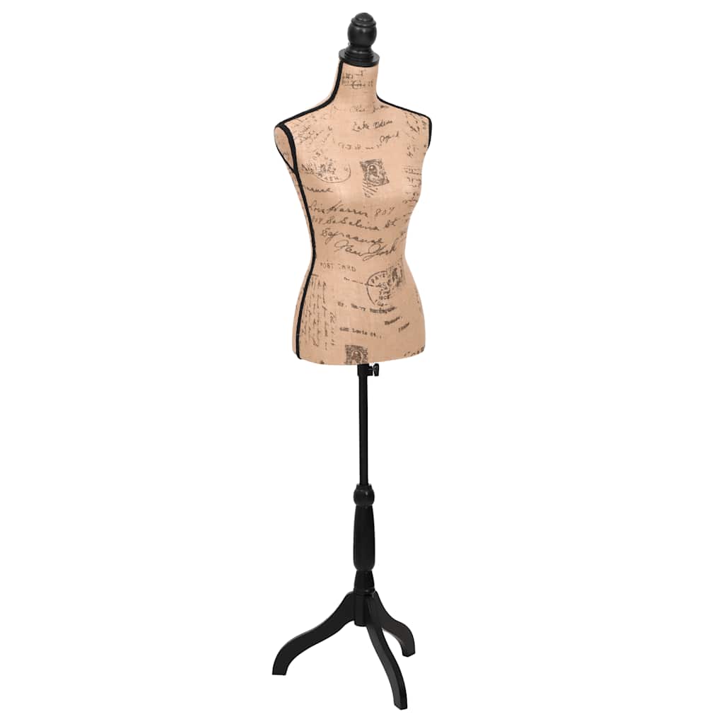 vidaXL Female Mannequin | Brown and Black | Jute, MDF, Solid Wood, Painted Steel 1