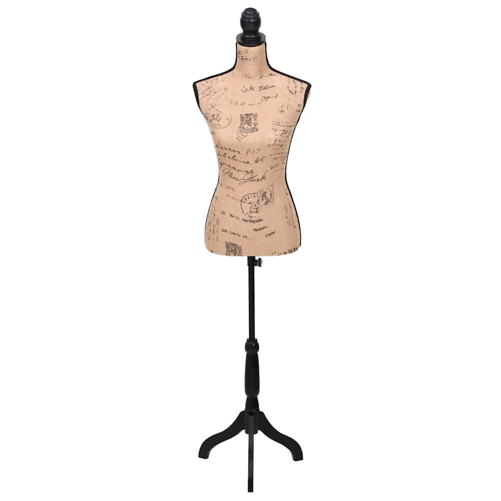 vidaXL Female Mannequin | Brown and Black | Jute, MDF, Solid Wood, Painted Steel 2