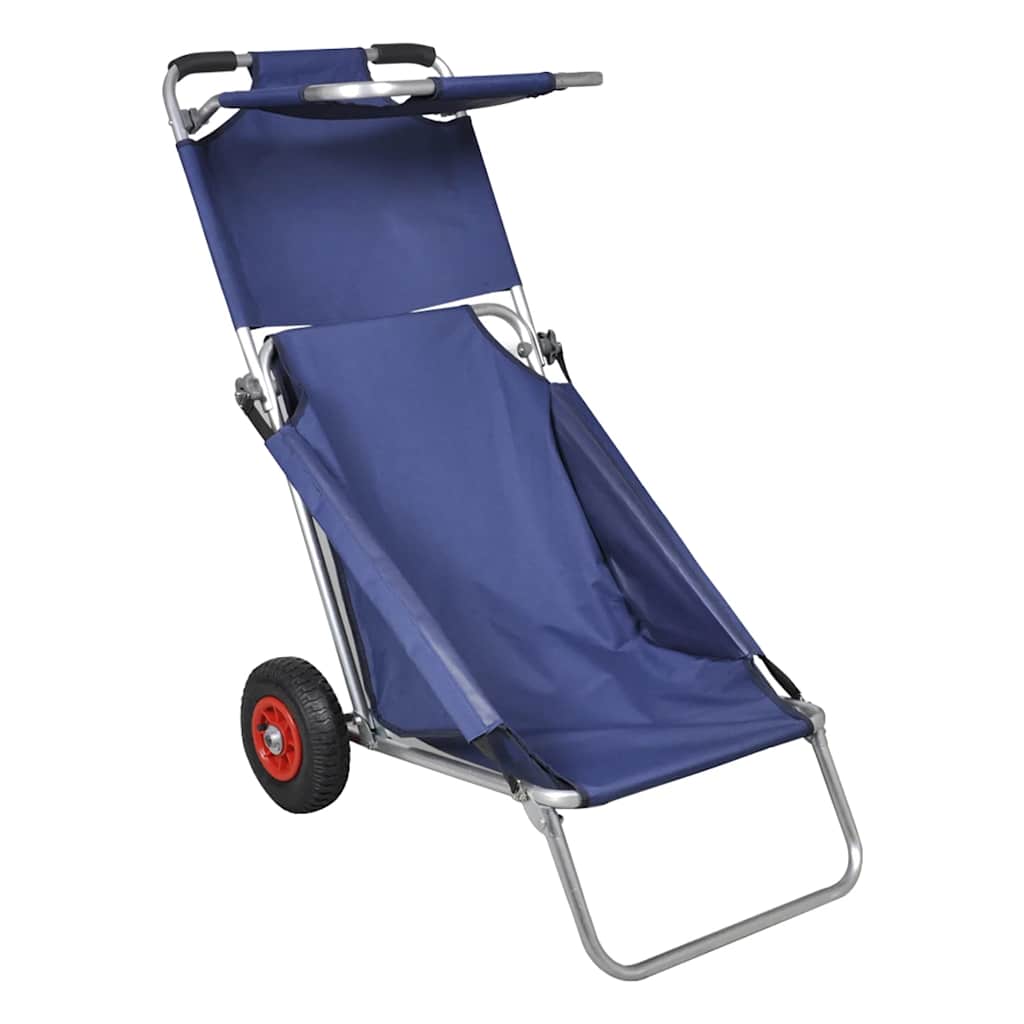 90446 vidaXL Beach Trolley with Wheels Portable Foldable Blue 2