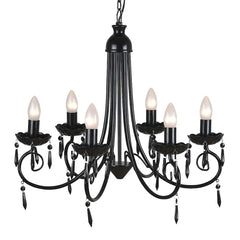vidaXL Chandelier | Black | Acrylic, Metal | Medium | Decorative Inlays 4