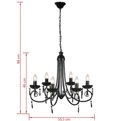 vidaXL Chandelier | Black | Acrylic, Metal | Medium | Decorative Inlays 5