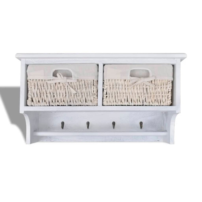 Wall Shelf White 60x23.5x33 cm Paulownia Wood