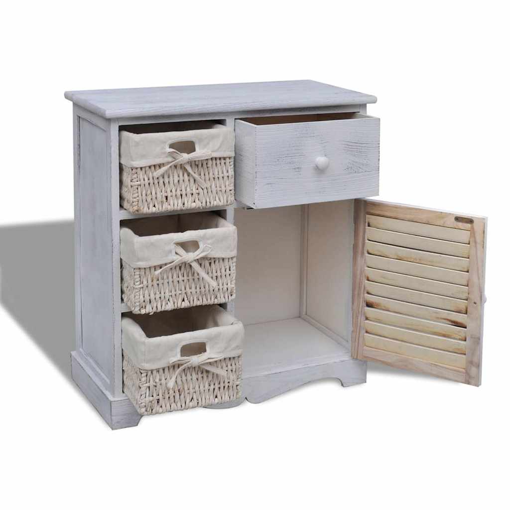 Wooden Cabinet 3 Left Weaving Baskets White, image 3