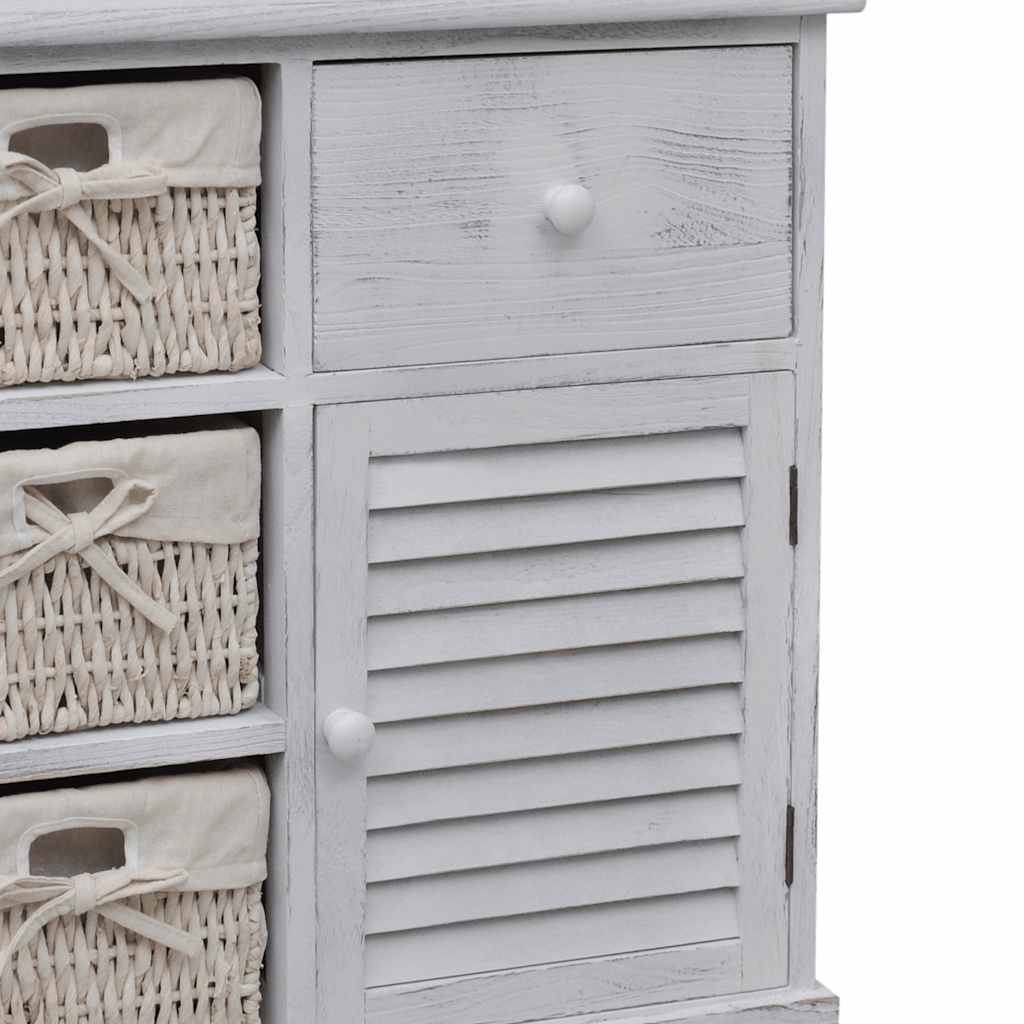 Wooden Cabinet 3 Left Weaving Baskets White, image 5