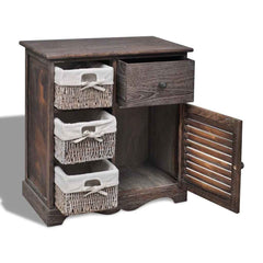 Wooden Cabinet 3 Left Weaving Baskets Brown, image 4