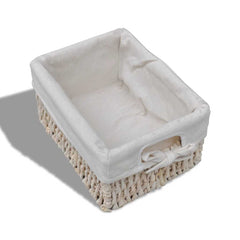 Wooden Storage Rack 5 Weaving Baskets White, image 5