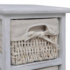 Wooden Storage Rack 5 Weaving Baskets White, image 6