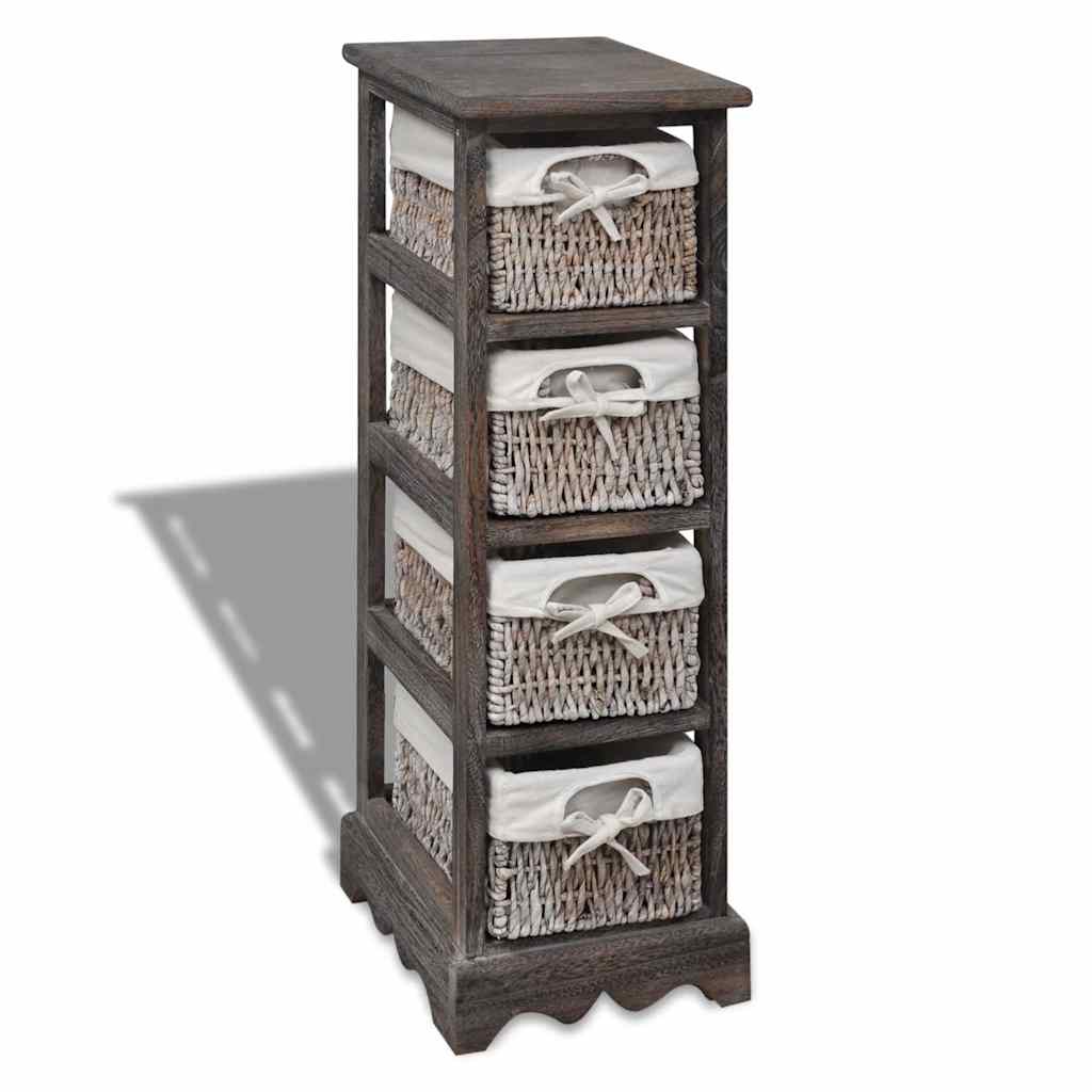 Wooden Cabinet 3 Left Weaving Baskets Brown 25 cm 74 cm 28 cm