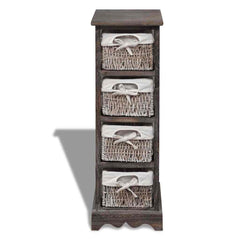 Wooden Cabinet 3 Left Weaving Baskets Brown 25 cm 74 cm 28 cm