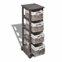 Wooden Cabinet 3 Left Weaving Baskets Brown 25 cm 74 cm 28 cm