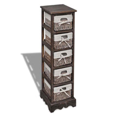 Wooden Cabinet 3 Left Weaving Baskets Brown 25 cm 90 cm 28 cm