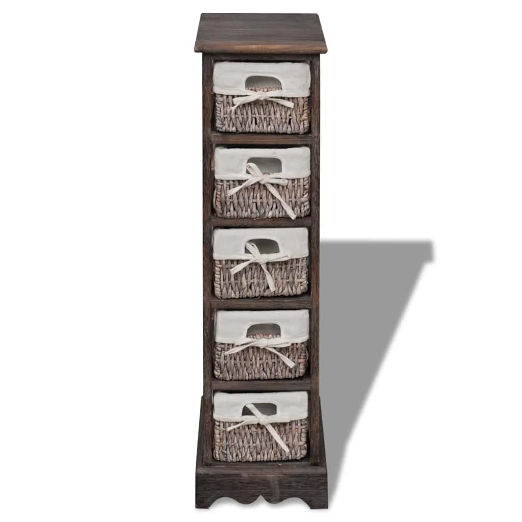 Wooden Cabinet 3 Left Weaving Baskets Brown 25 cm 90 cm 28 cm