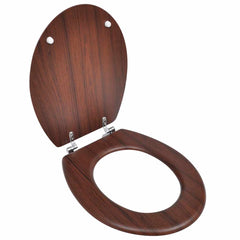 vidaXL WC Toilet Seat MDF Lid Simple Design Brown 1
