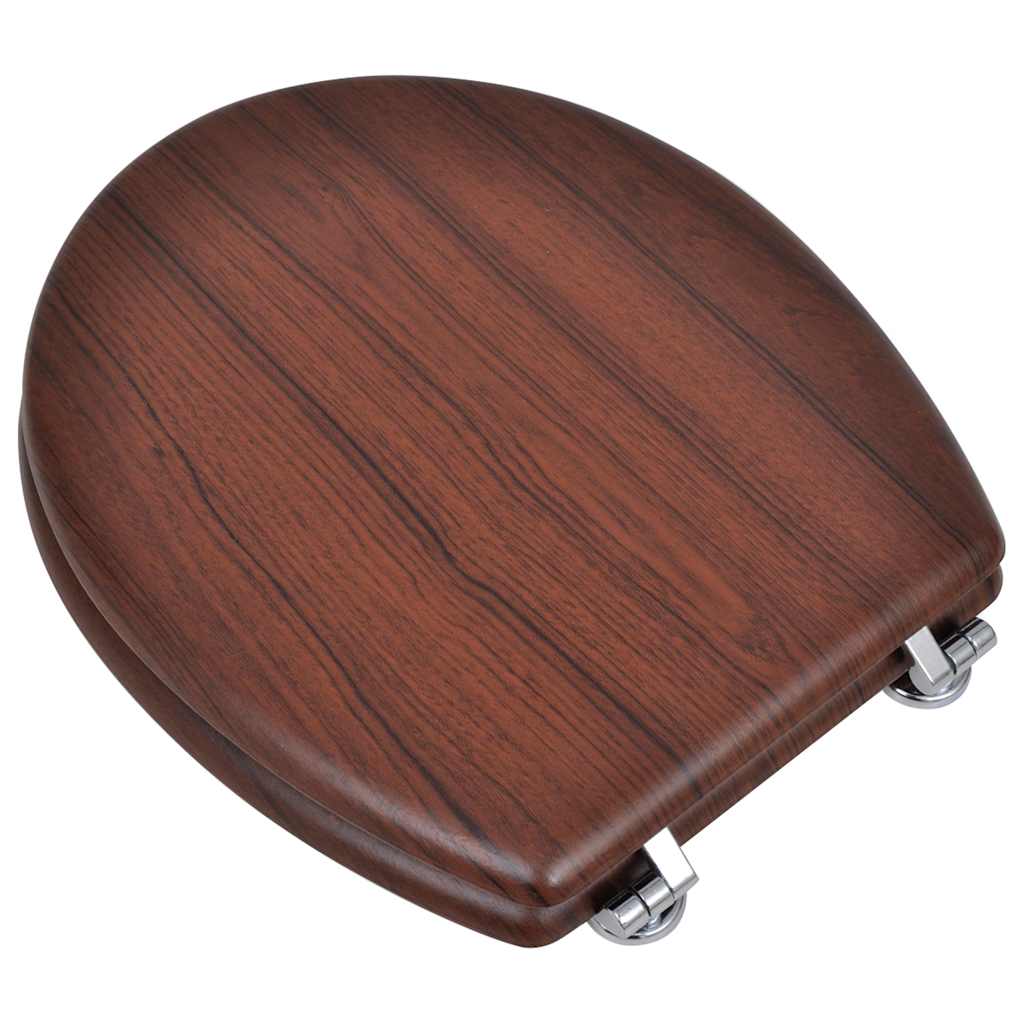 vidaXL WC Toilet Seat MDF Lid Simple Design Brown 3