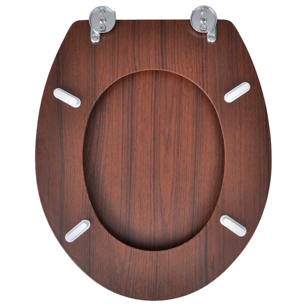 vidaXL WC Toilet Seat MDF Lid Simple Design Brown 5