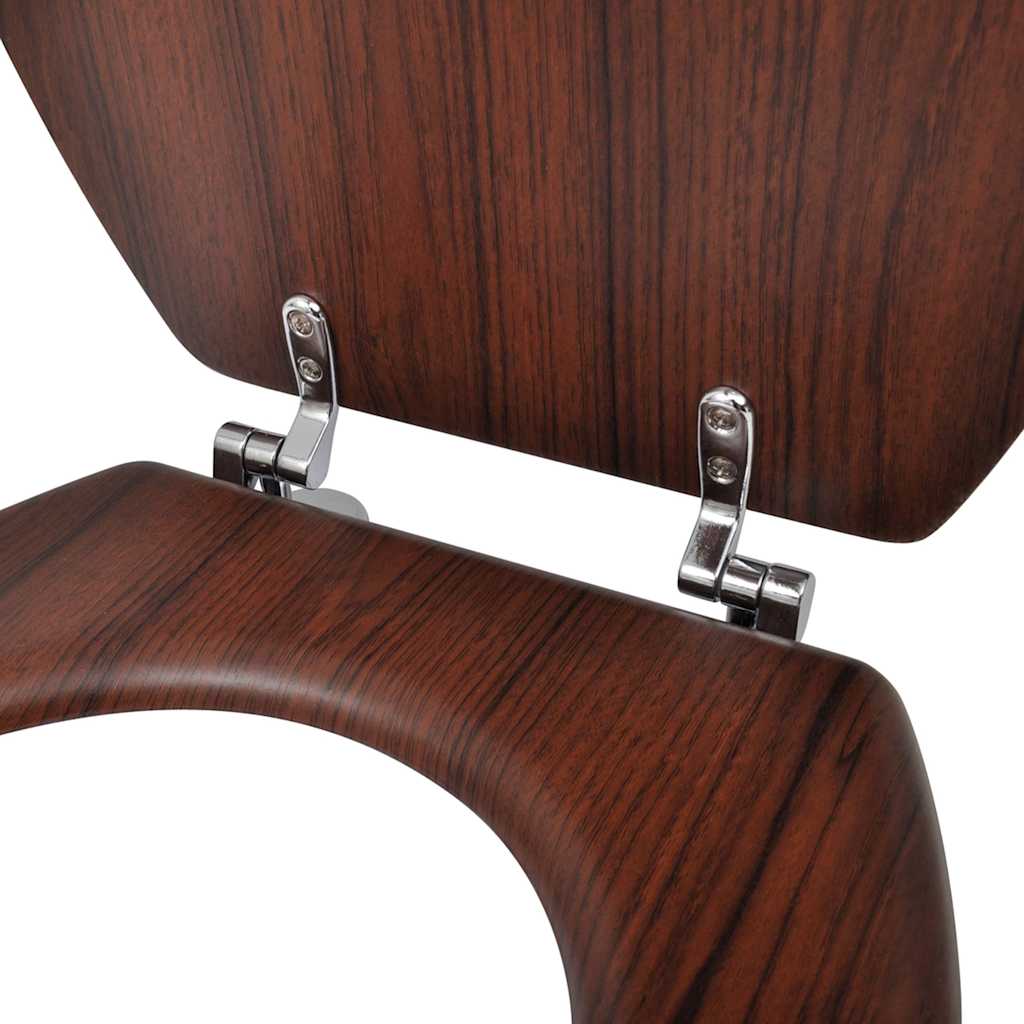 vidaXL WC Toilet Seat MDF Lid Simple Design Brown 6