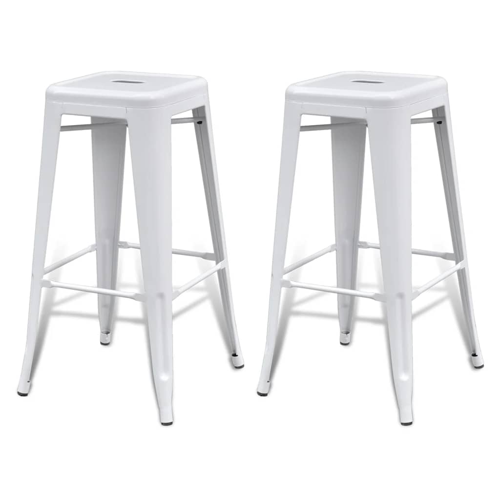 vidaXL Bar Stools 2 pcs White Steel 2