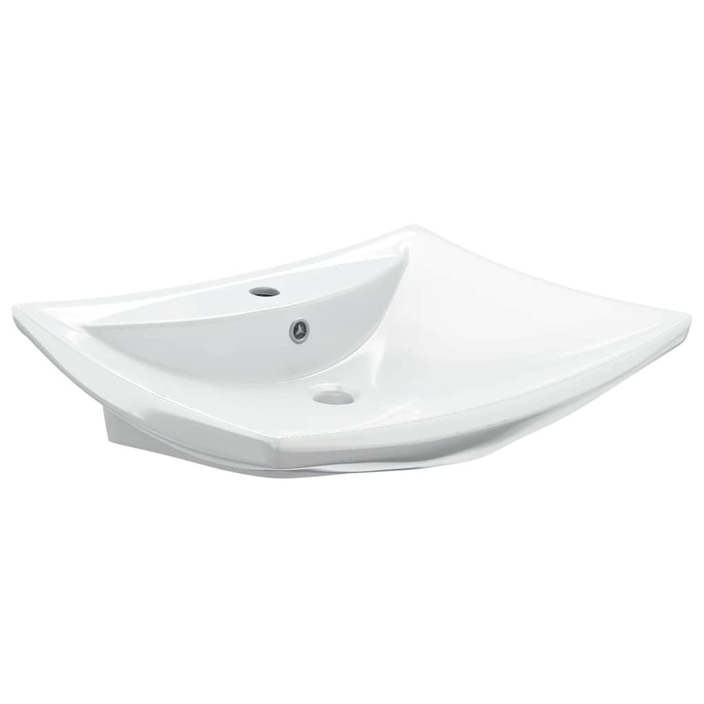 Luxury Ceramic Basin Rectangular with Overflow & Faucet Hole White