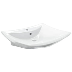 Luxury Ceramic Basin Rectangular with Overflow & Faucet Hole White