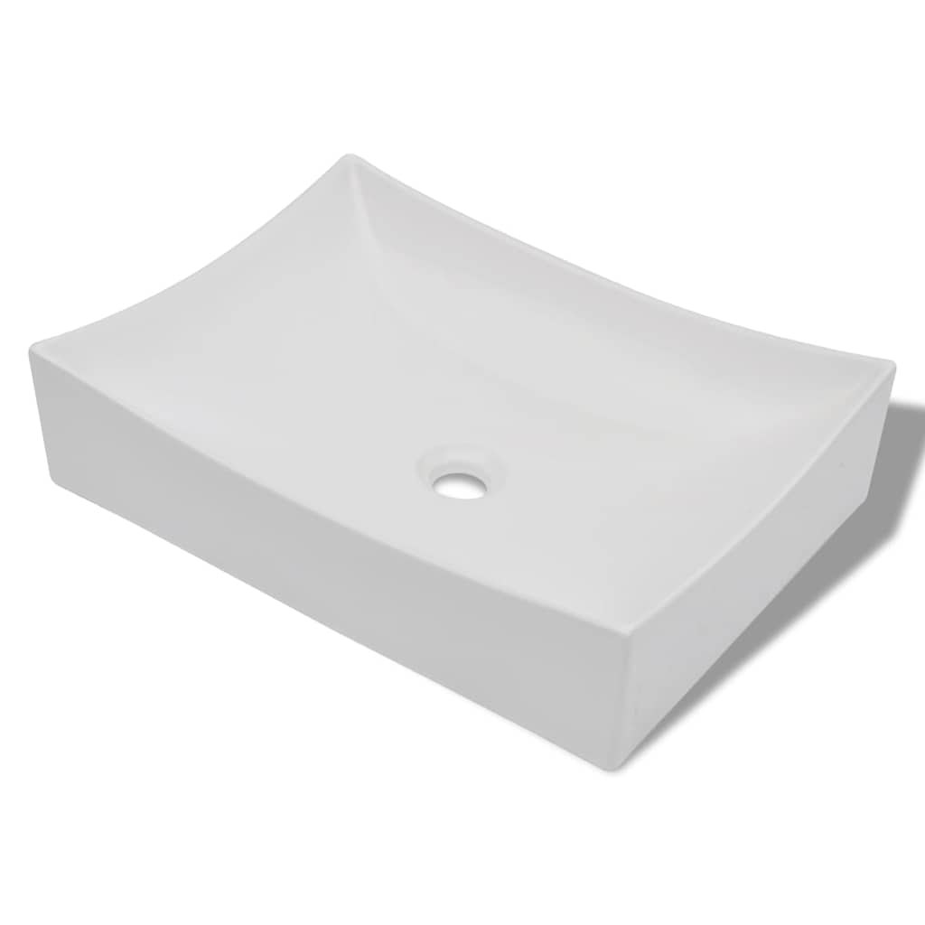 Ceramic Bathroom Sink Basin Rectangular White