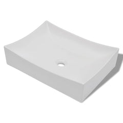 Ceramic Bathroom Sink Basin Rectangular White