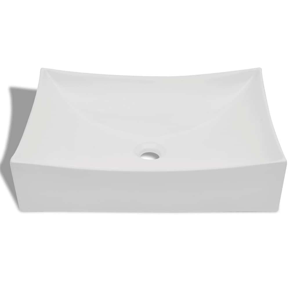 Ceramic Bathroom Sink Basin Rectangular White