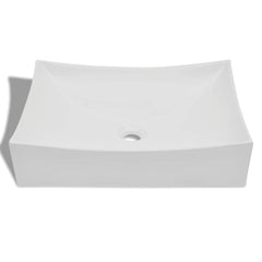 Ceramic Bathroom Sink Basin Rectangular White