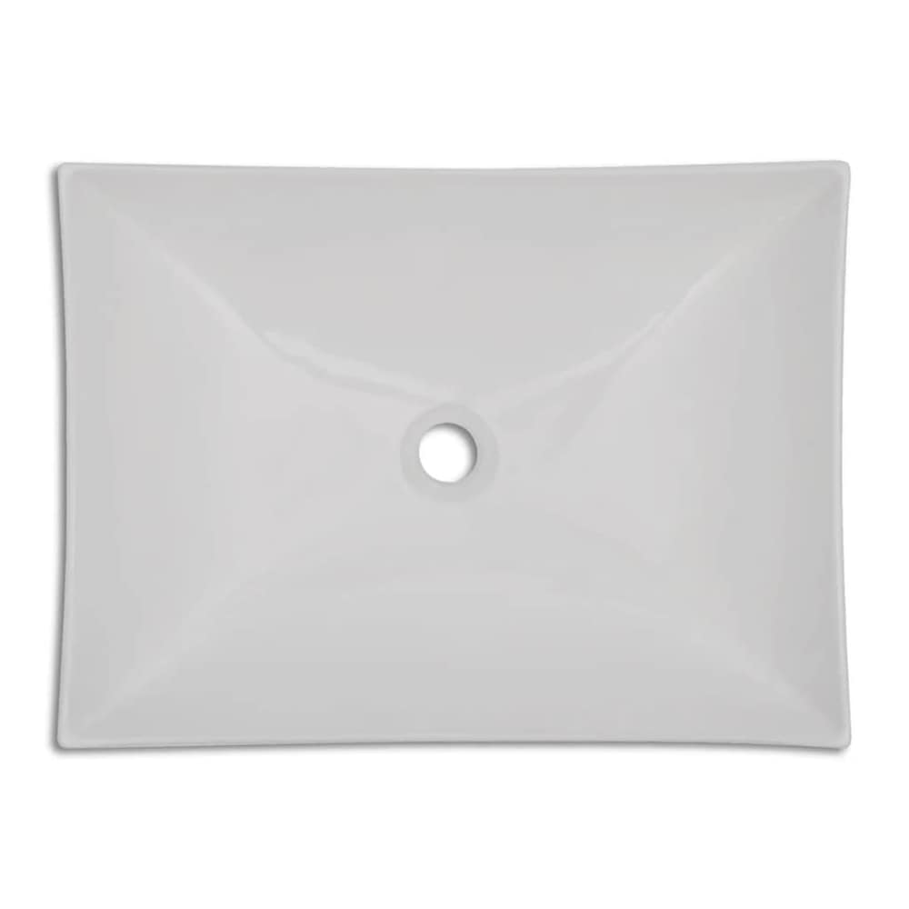 Ceramic Bathroom Sink Basin Rectangular White