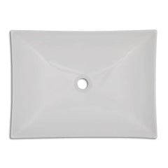 Ceramic Bathroom Sink Basin Rectangular White