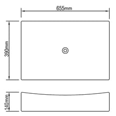 Ceramic Bathroom Sink Basin Rectangular White