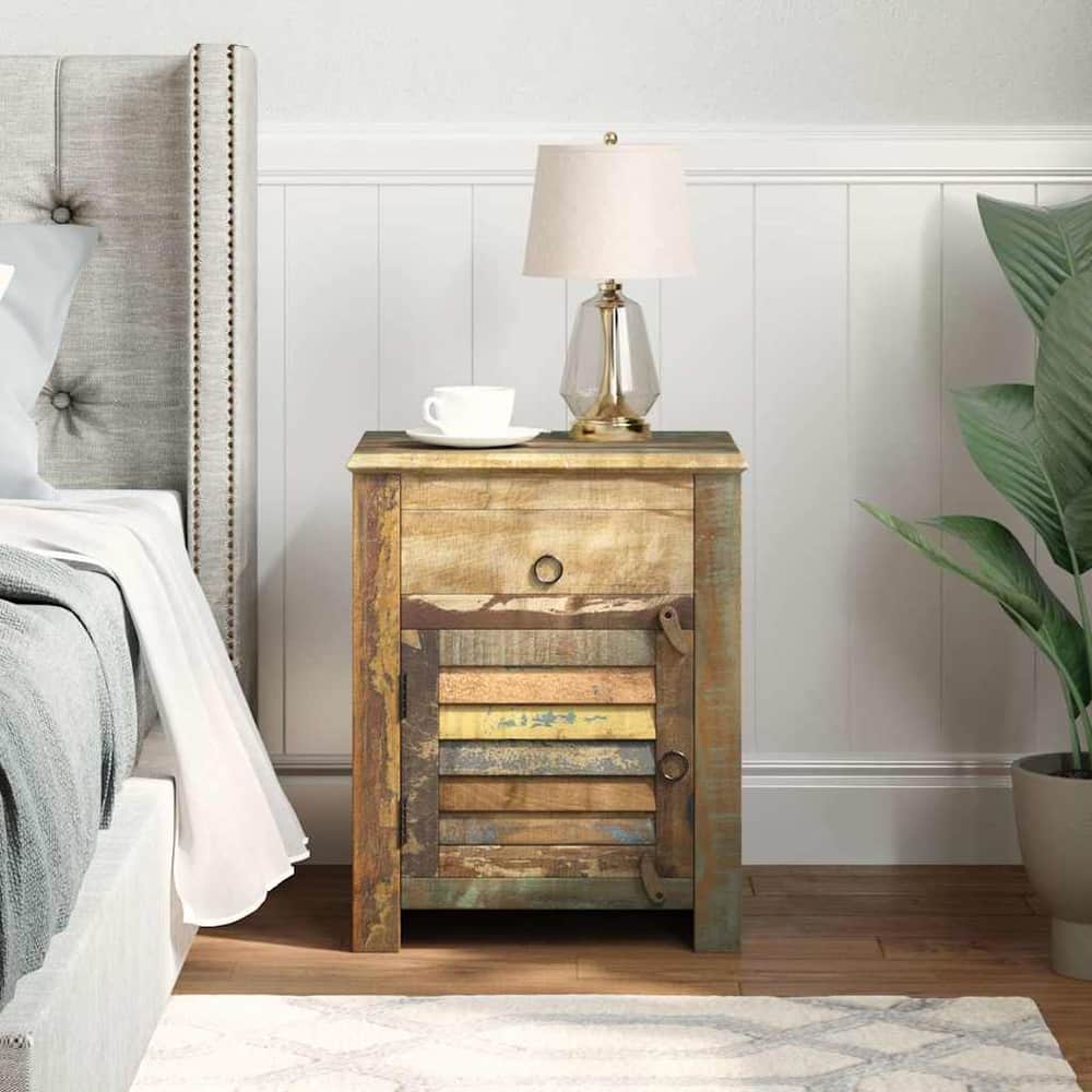 vidaXL End Table with 1 Drawer 1 Door Reclaimed Wood 3