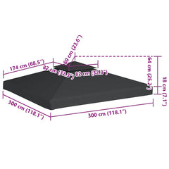 vidaXL Gazebo Cover Canopy Replacement 310 g / m² Dark Grey 3 x 3 m 6